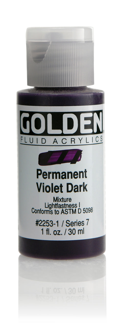 GOLDEN FLUID ACRYLIC PERM.VIOLET DARK 1 OZ